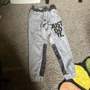 Nike Gray and Black Joggers with Elastic Cuffs